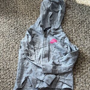 Kids Nike Gray Jacket with Pink Logo